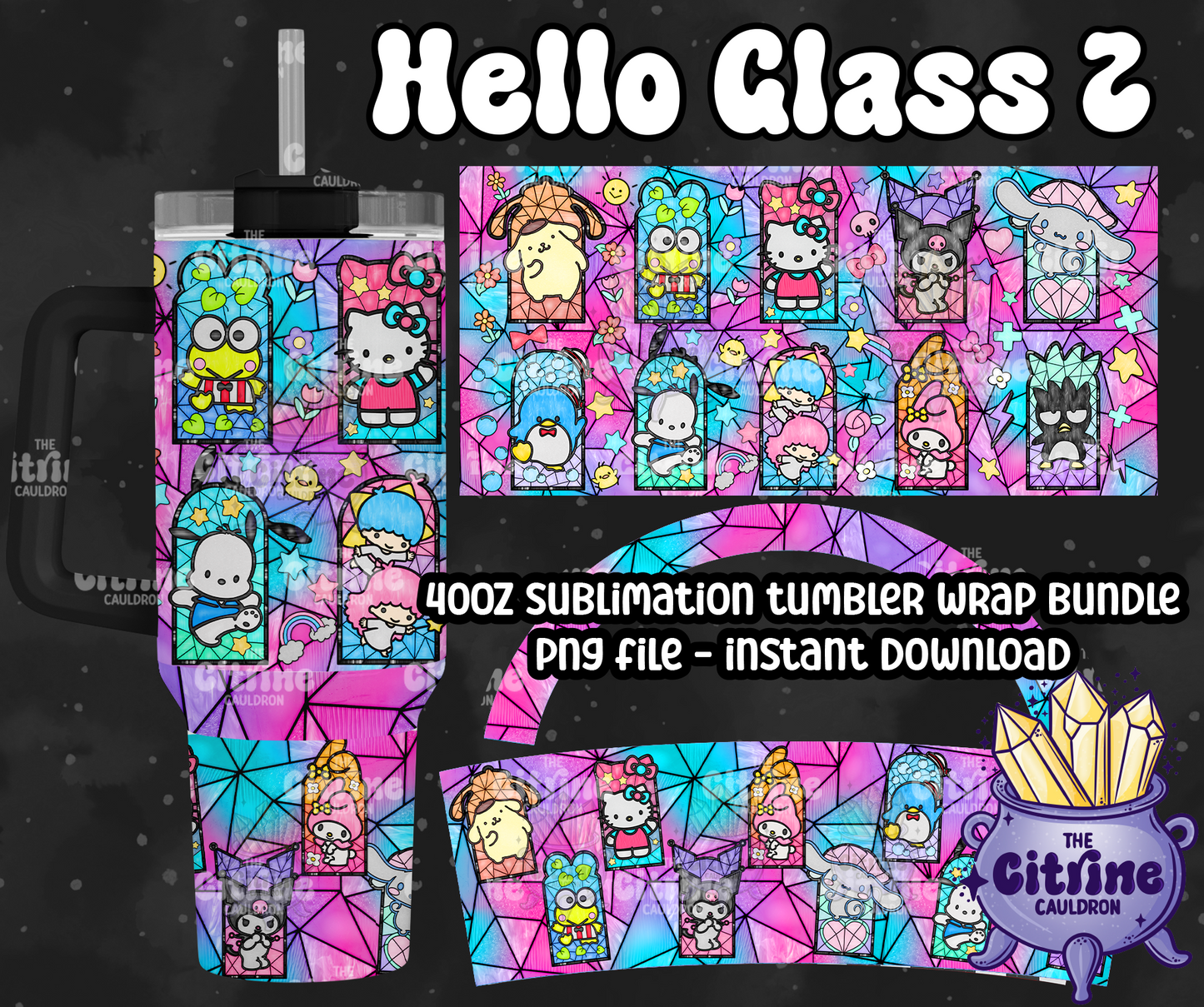 Hello Glass 2 - PNG Wrap for Sublimation 40oz Tumbler