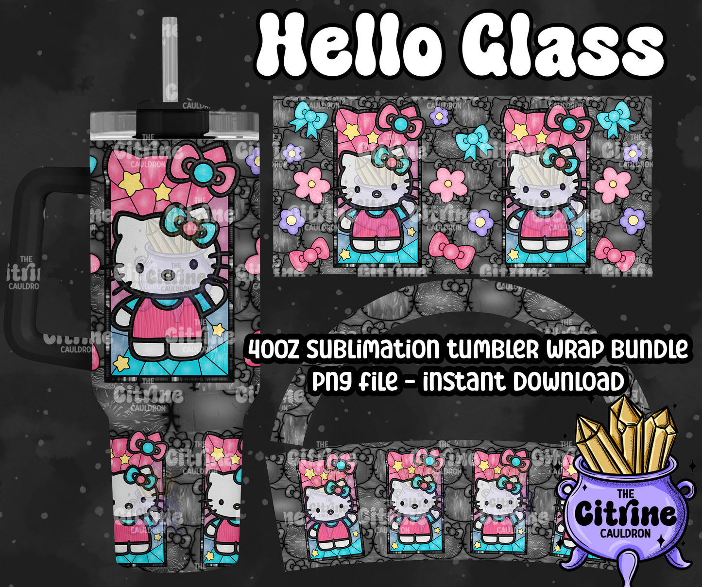 Hello Glass - PNG Wrap for Sublimation 40oz Tumbler