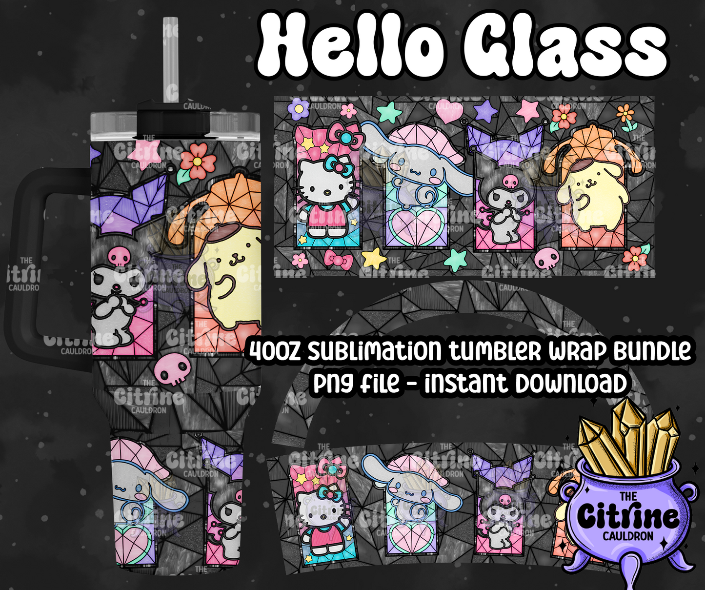 Hello Glass - PNG Wrap for Sublimation 40oz Tumbler