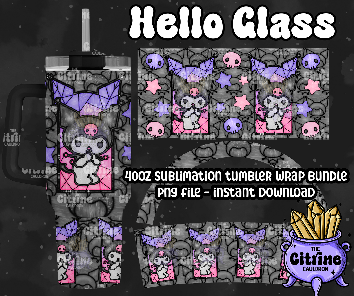 Hello Glass - PNG Wrap for Sublimation 40oz Tumbler