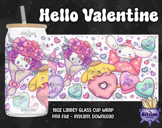 Hello Valentine - PNG Wrap for Libbey 16oz Glass Can