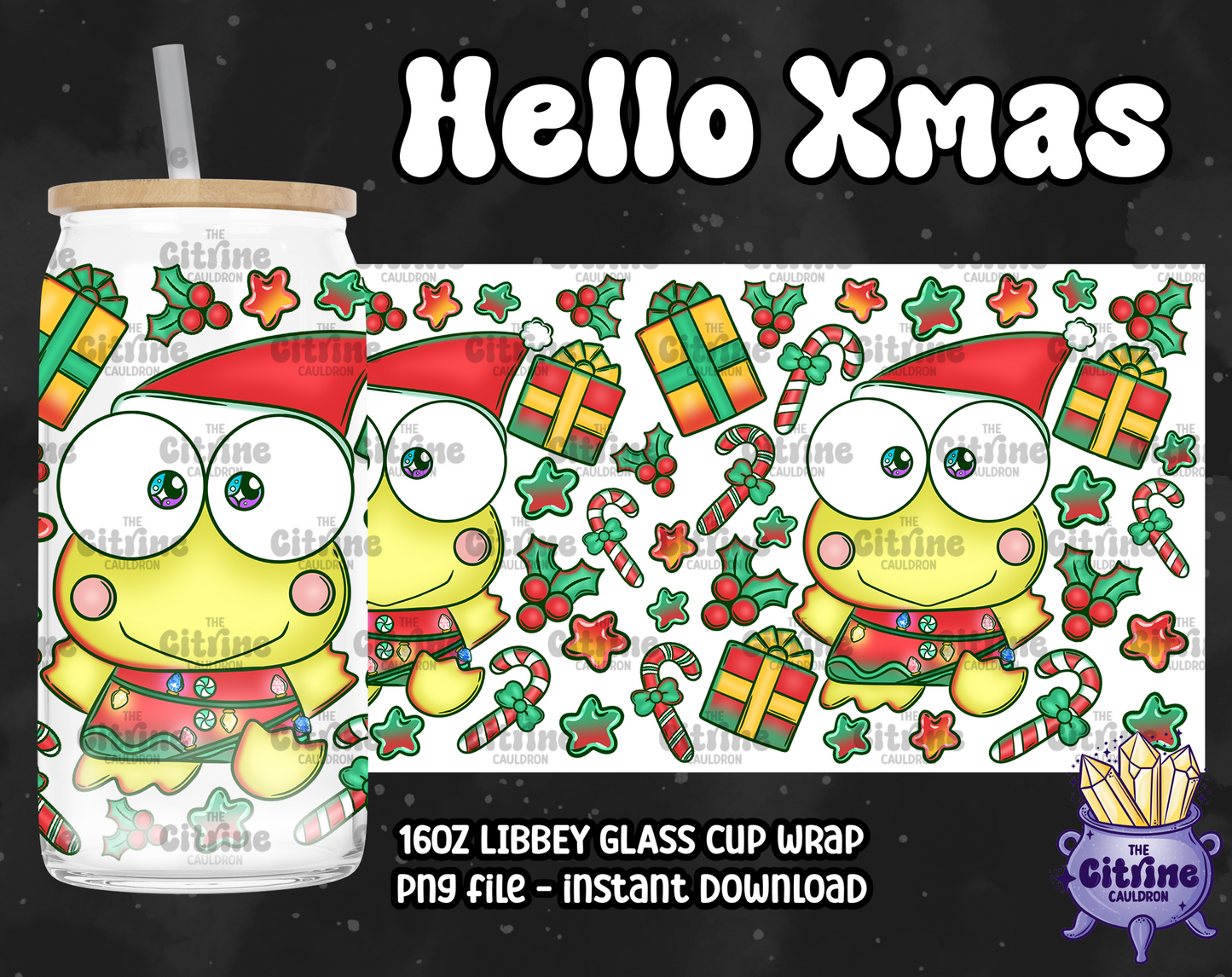 Hello Xmas - PNG Wrap for Libbey 16oz Glass Can