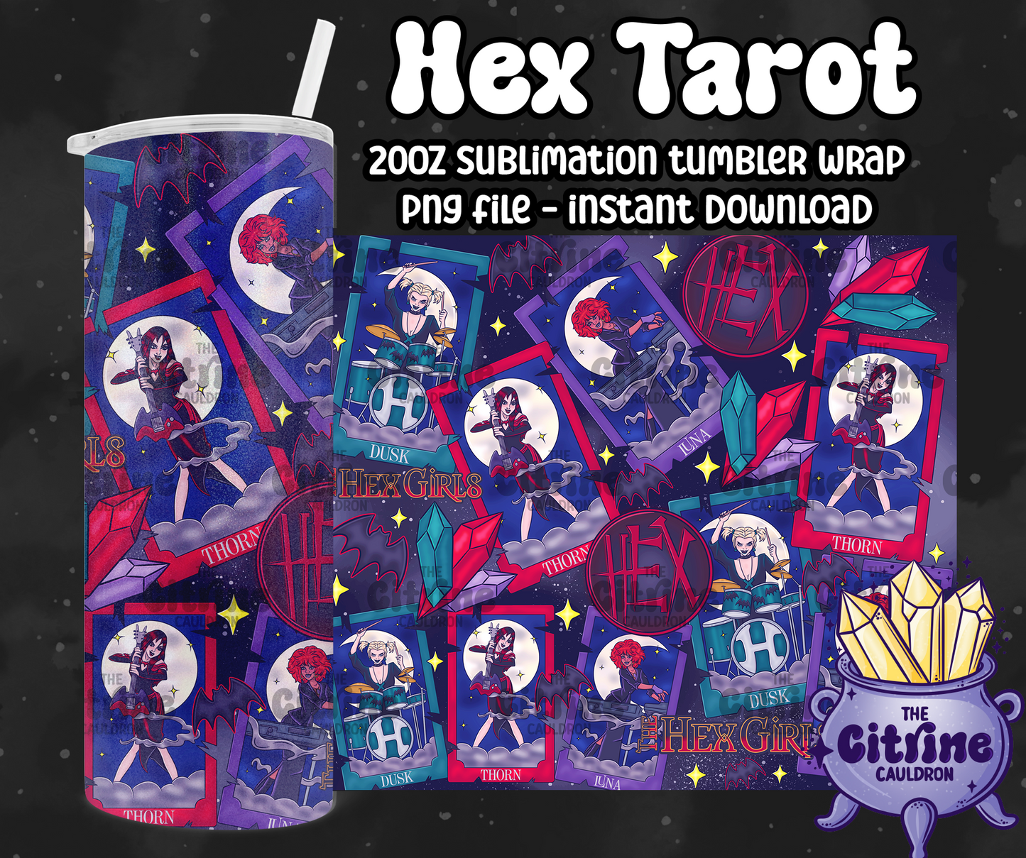 Hex Tarot - PNG Wrap for Sublimation 20oz Tumbler