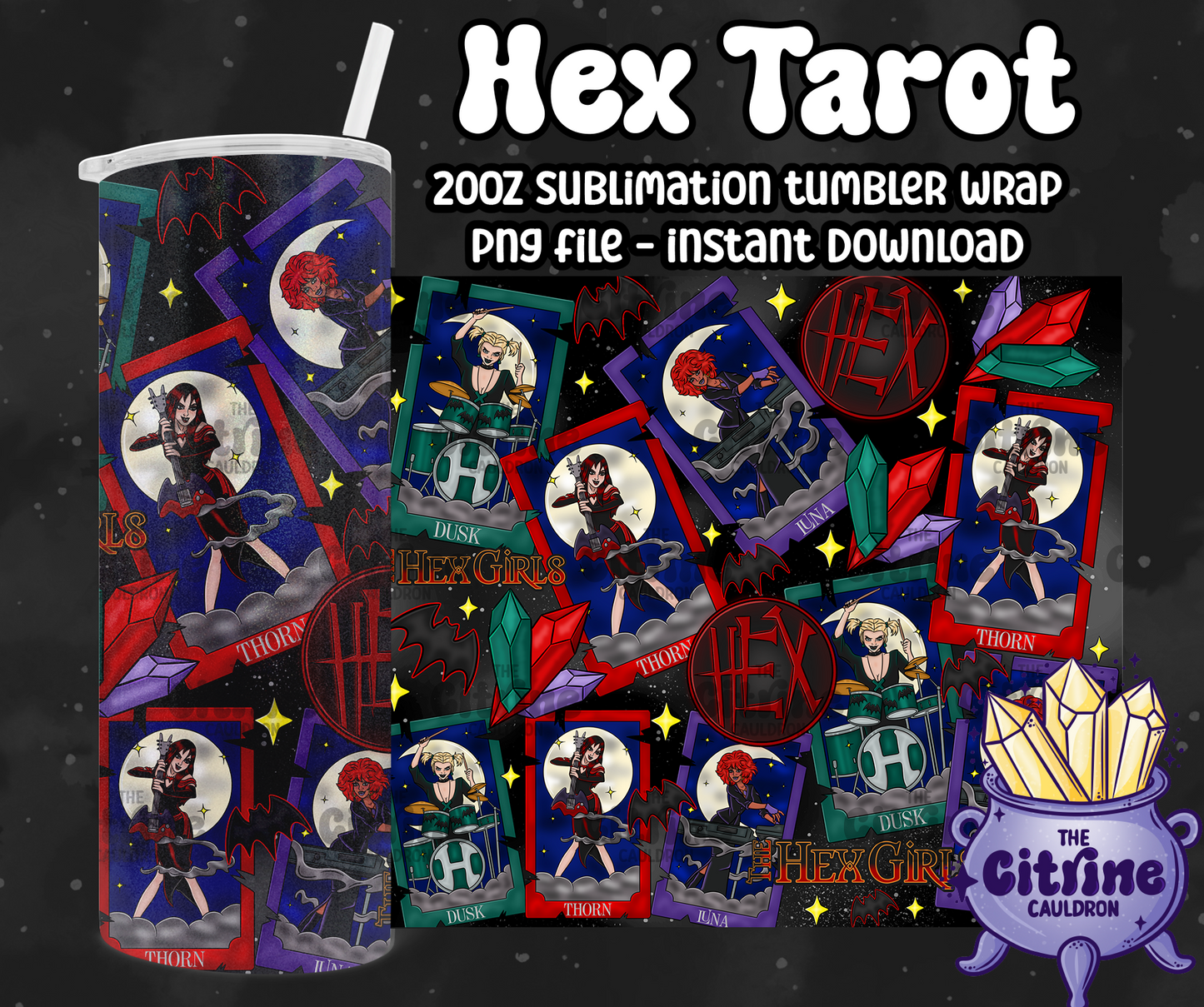Hex Tarot - PNG Wrap for Sublimation 20oz Tumbler