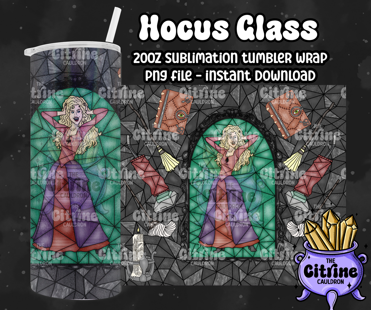 Hocus Glass - PNG Wrap for Sublimation 20oz Tumbler