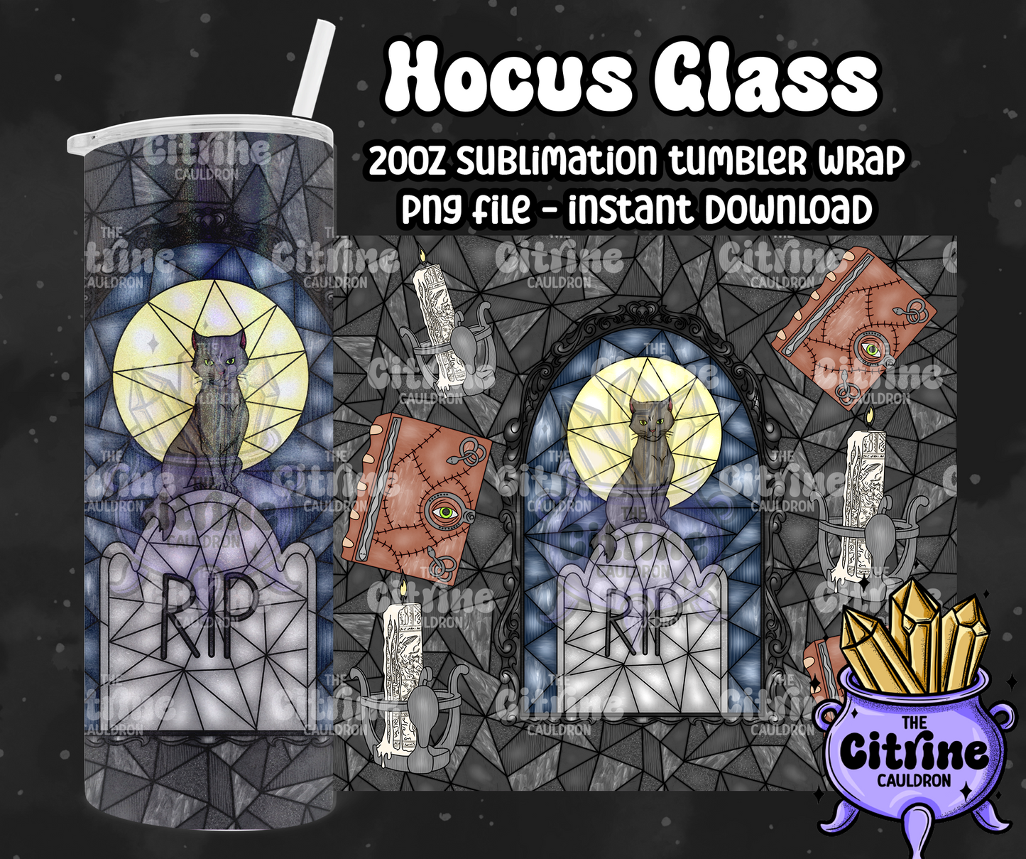 Hocus Glass - PNG Wrap for Sublimation 20oz Tumbler