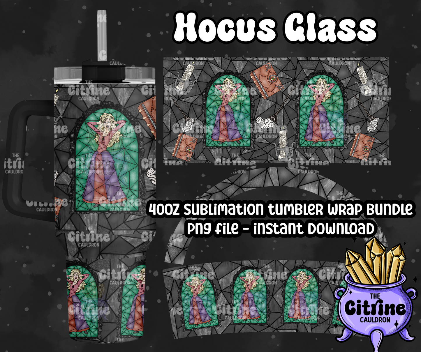 Hocus Glass - PNG Wrap for Sublimation 40oz Tumbler