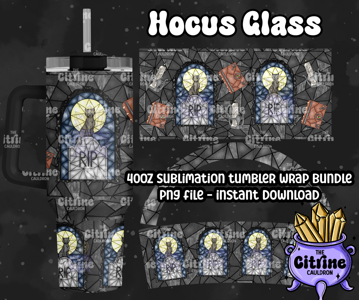 Hocus Glass - PNG Wrap for Sublimation 40oz Tumbler