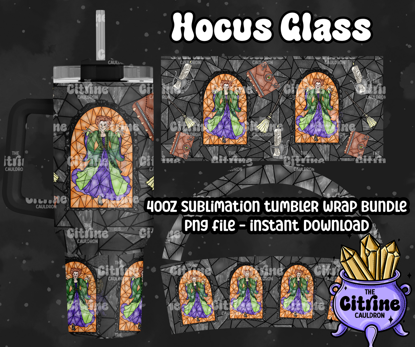 Hocus Glass - PNG Wrap for Sublimation 40oz Tumbler