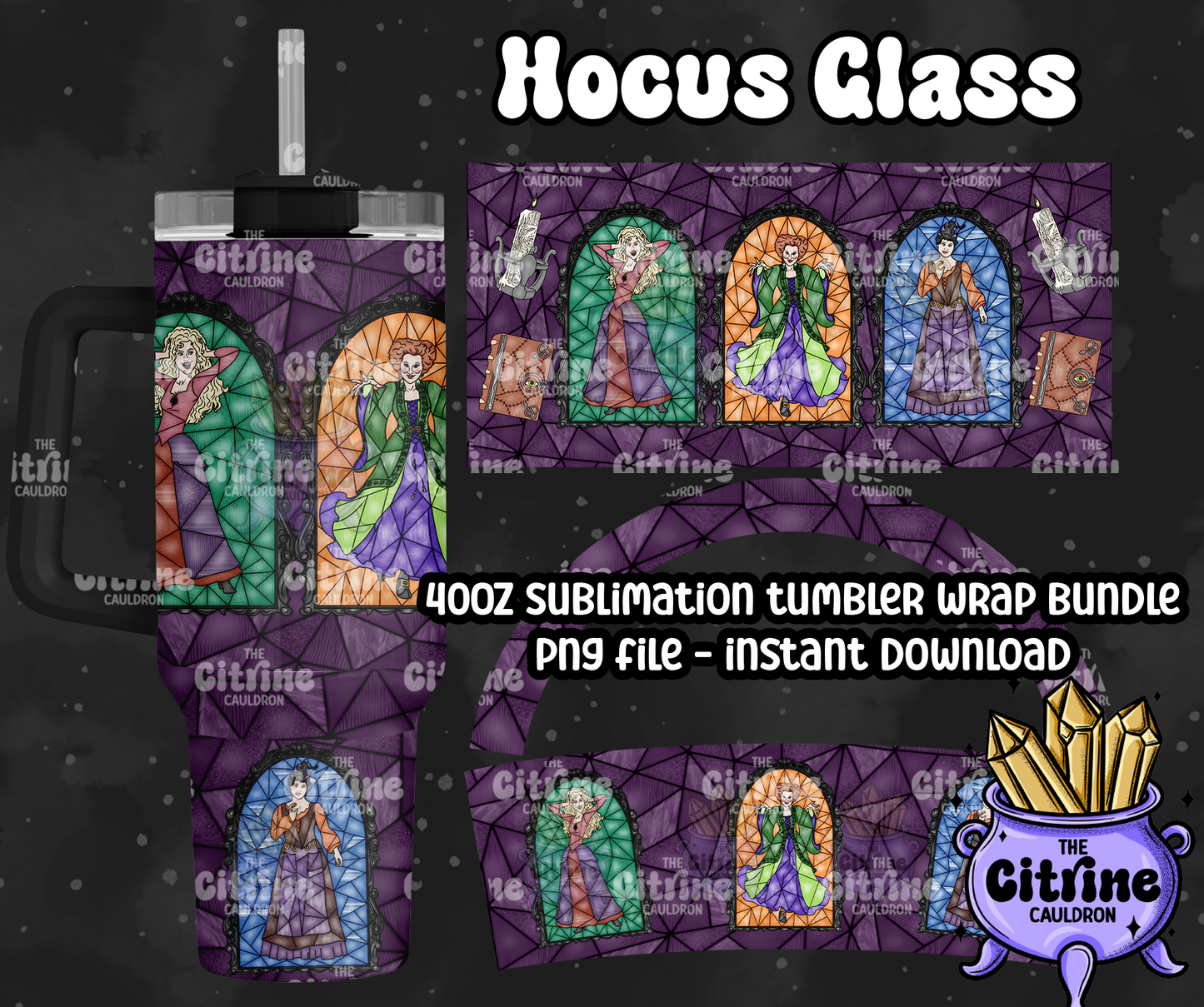 Hocus Glass - PNG Wrap for Sublimation 40oz Tumbler