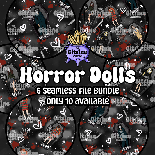 Horror Dolls Dark - Seamless