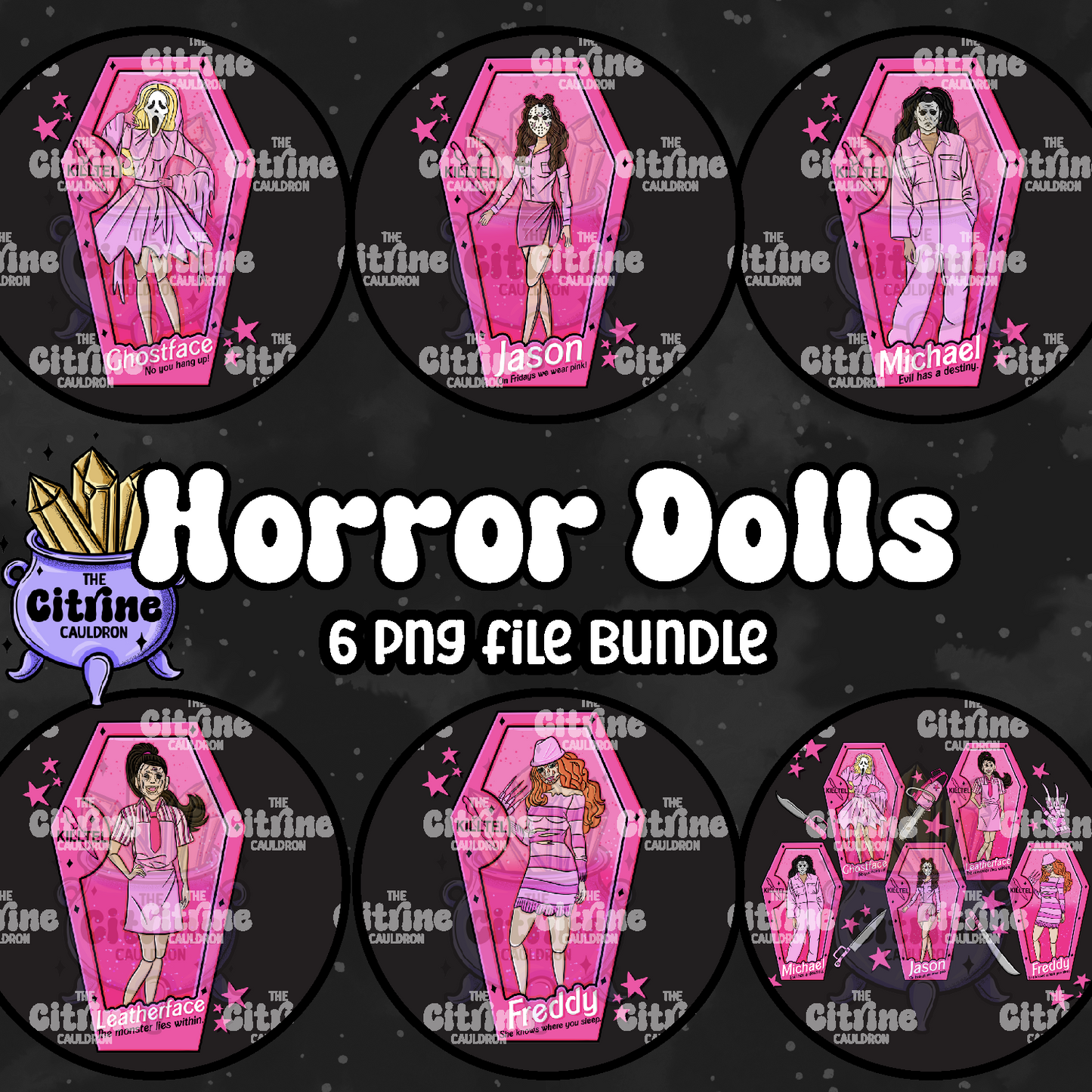 Horror Dolls Pink - Sublimation PNG