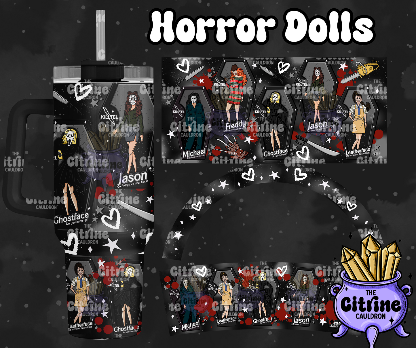 Horror Dolls Dark - PNG Wrap for Sublimation 40oz Tumbler