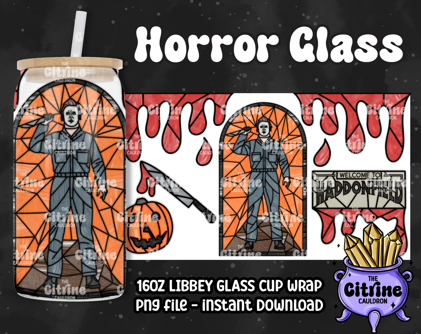 Horror Glass - PNG Wrap for Libbey 16oz Glass Can