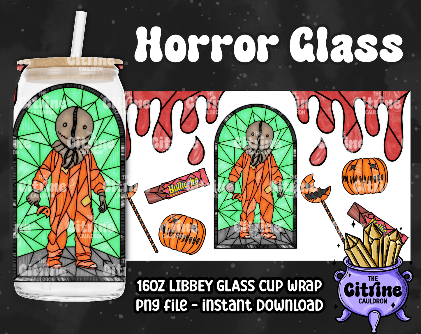 Horror Glass Part II - PNG Wrap for Libbey 16oz Glass Can