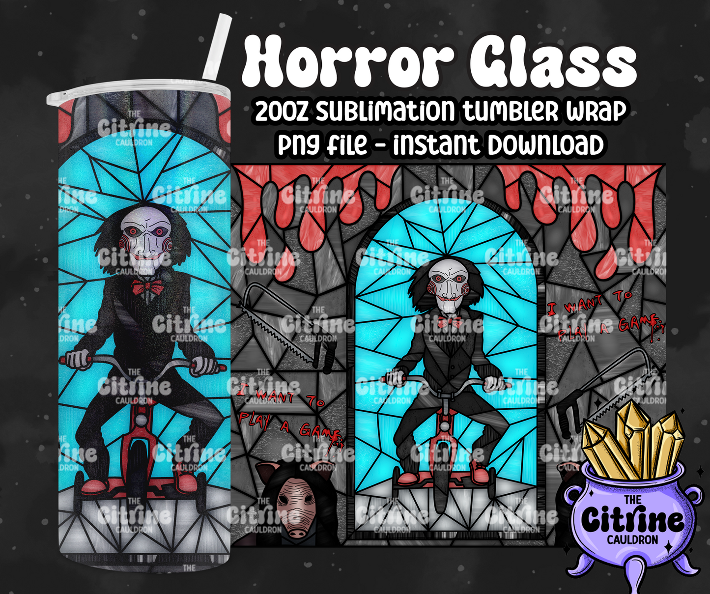 Horror Glass Part II - PNG Wrap for Sublimation 20oz Tumbler