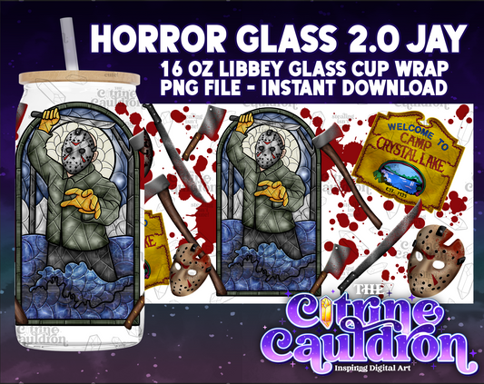 Horror Glass 2.0 Jay - PNG Wrap for Libbey 16oz Glass Can