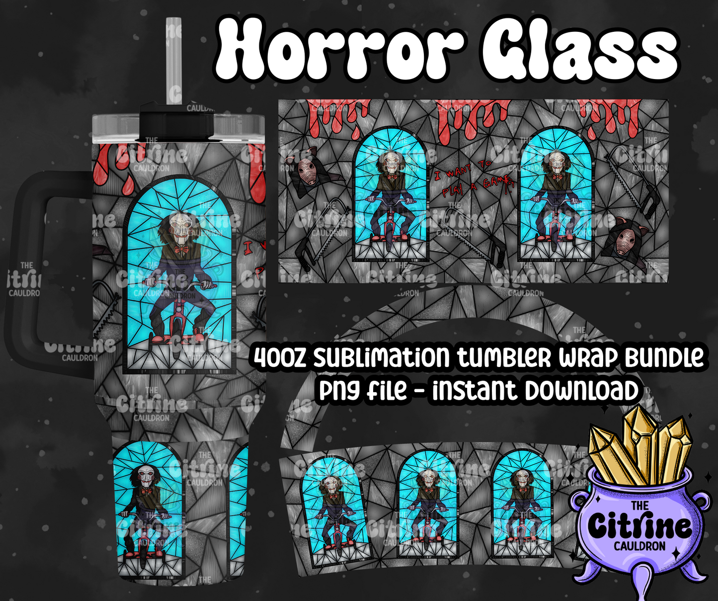 Horror Glass - PNG Wrap for Sublimation 40oz Tumbler