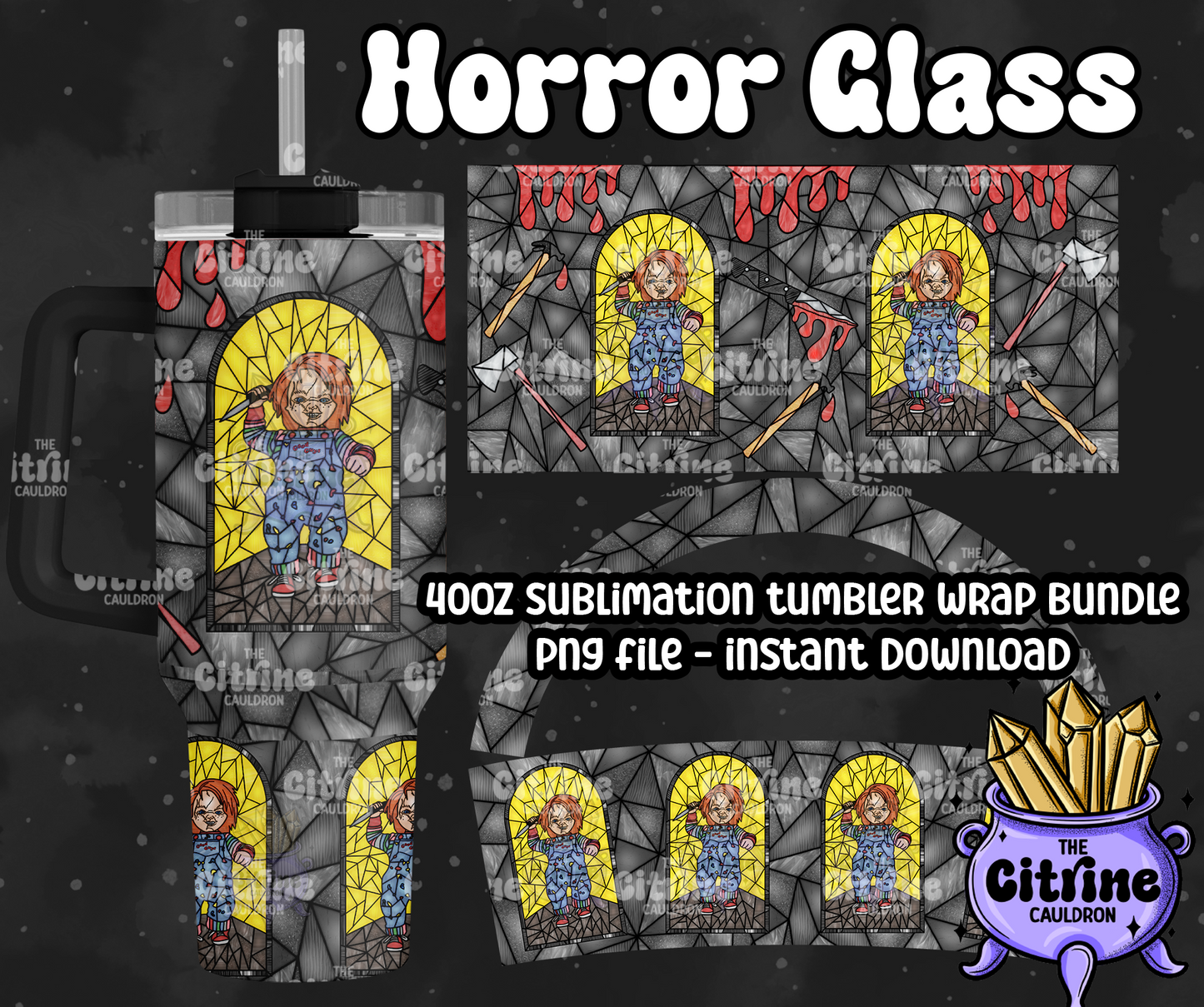 Horror Glass - PNG Wrap for Sublimation 40oz Tumbler