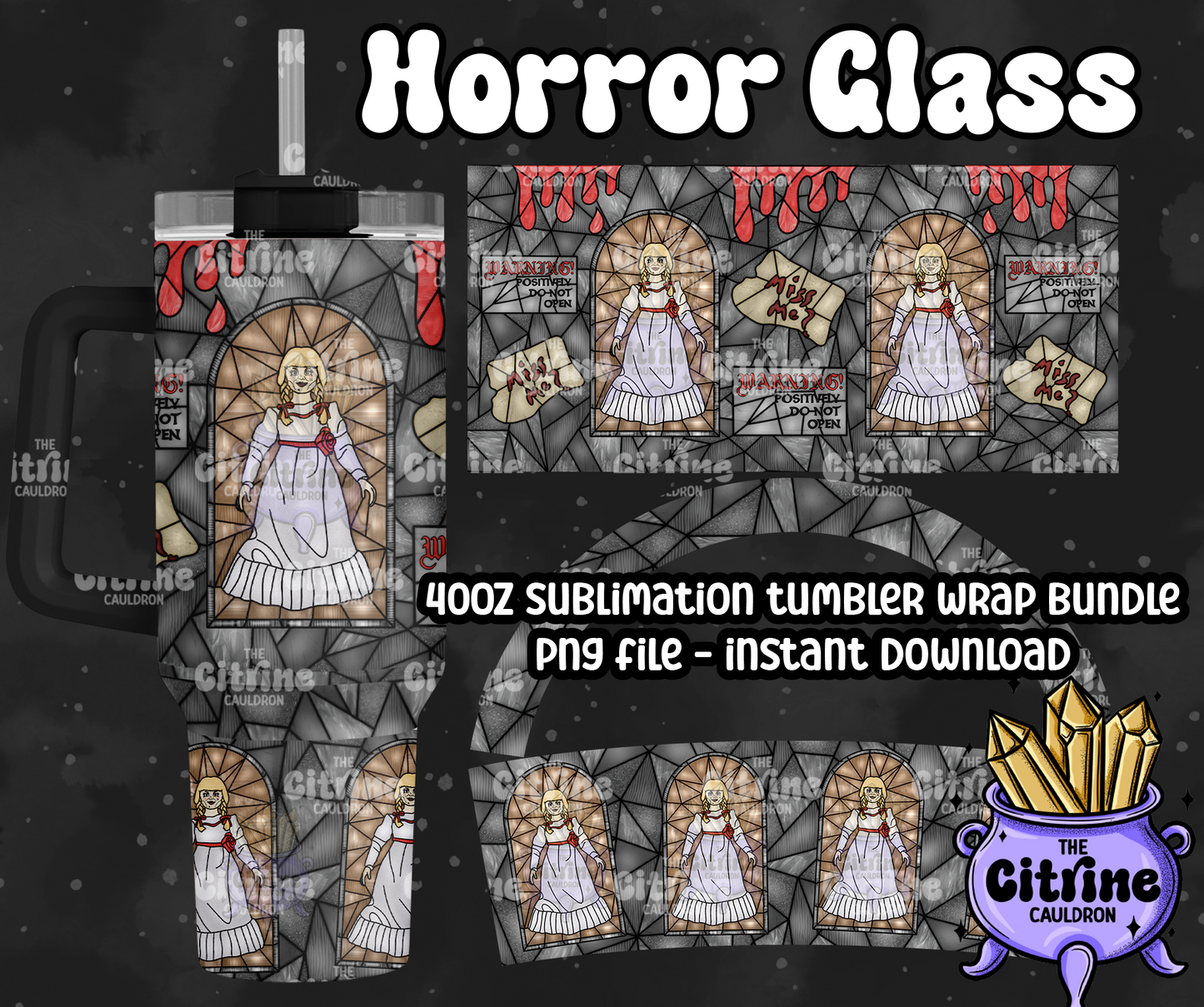 Horror Glass - PNG Wrap for Sublimation 40oz Tumbler