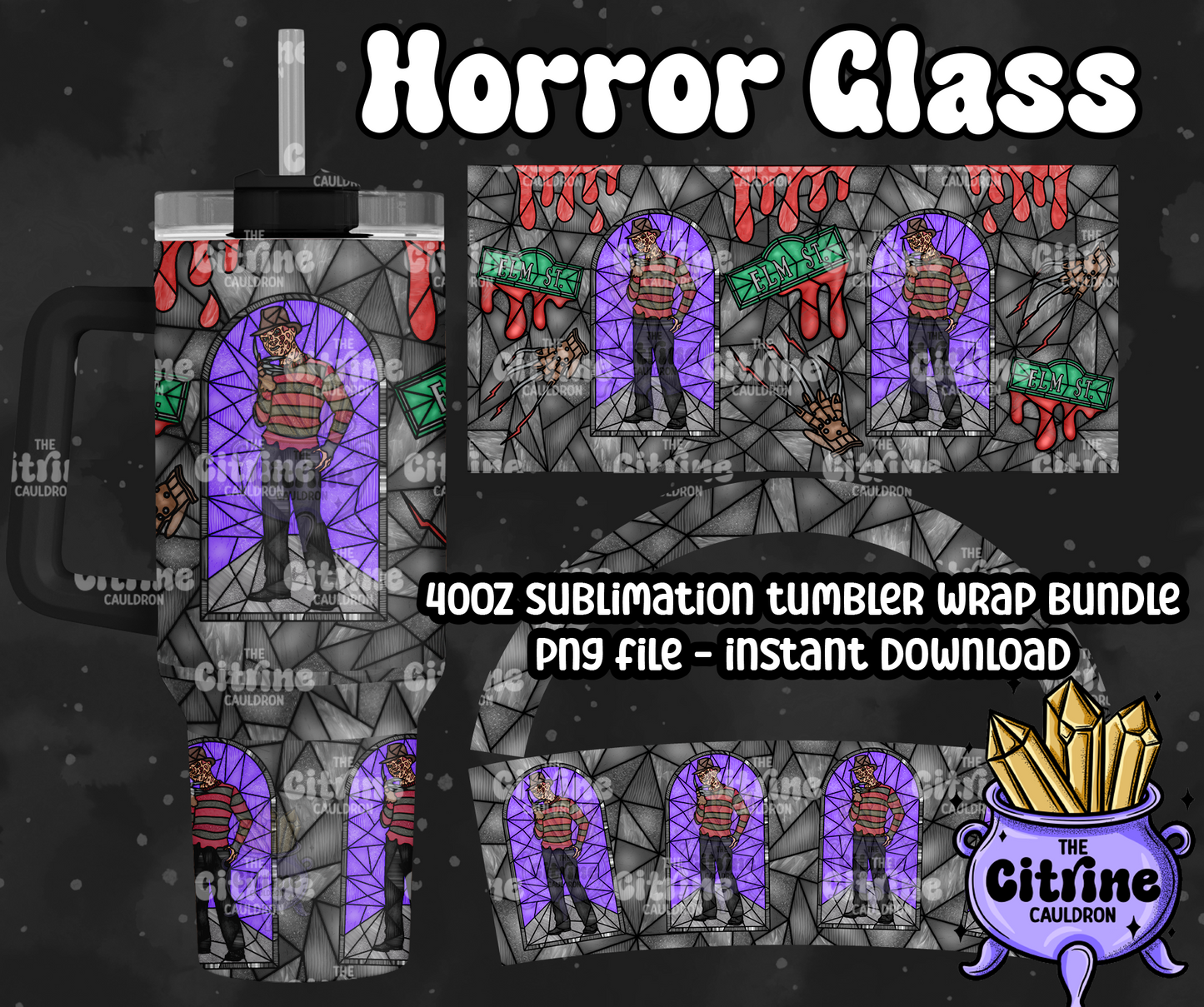 Horror Glass - PNG Wrap for Sublimation 40oz Tumbler