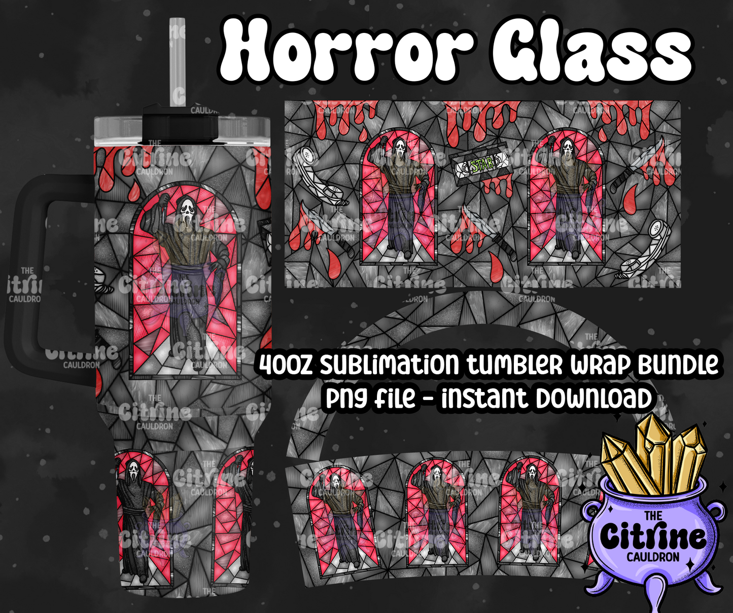 Horror Glass - PNG Wrap for Sublimation 40oz Tumbler