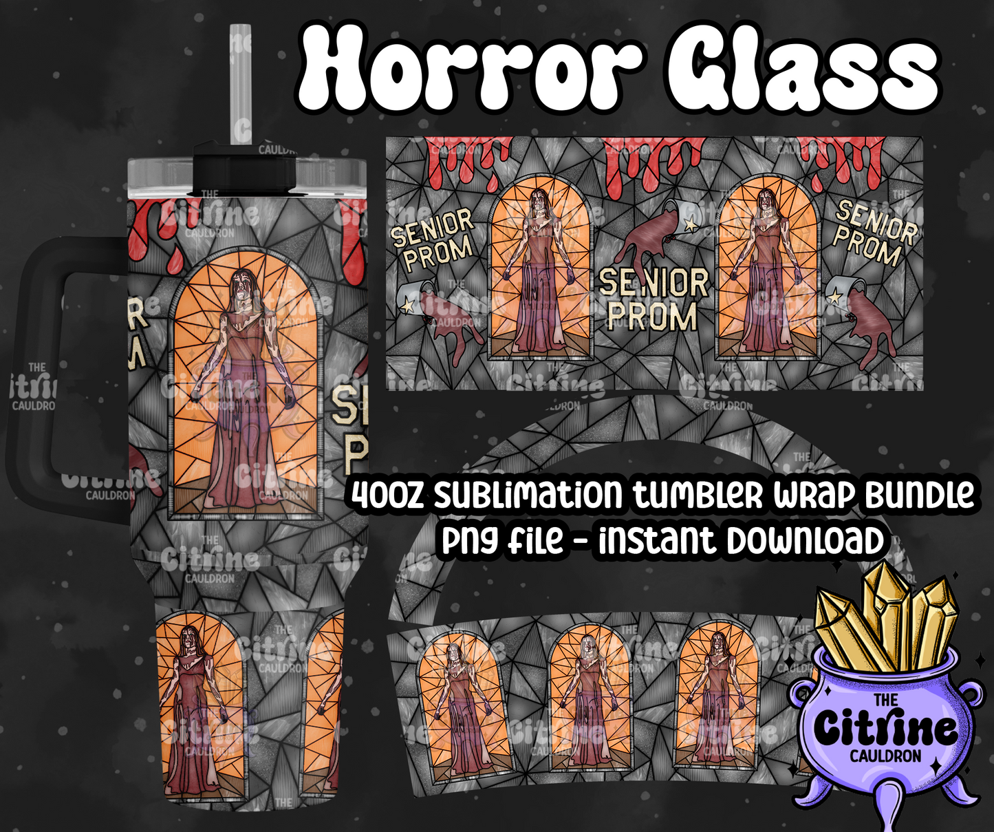 Horror Glass - PNG Wrap for Sublimation 40oz Tumbler