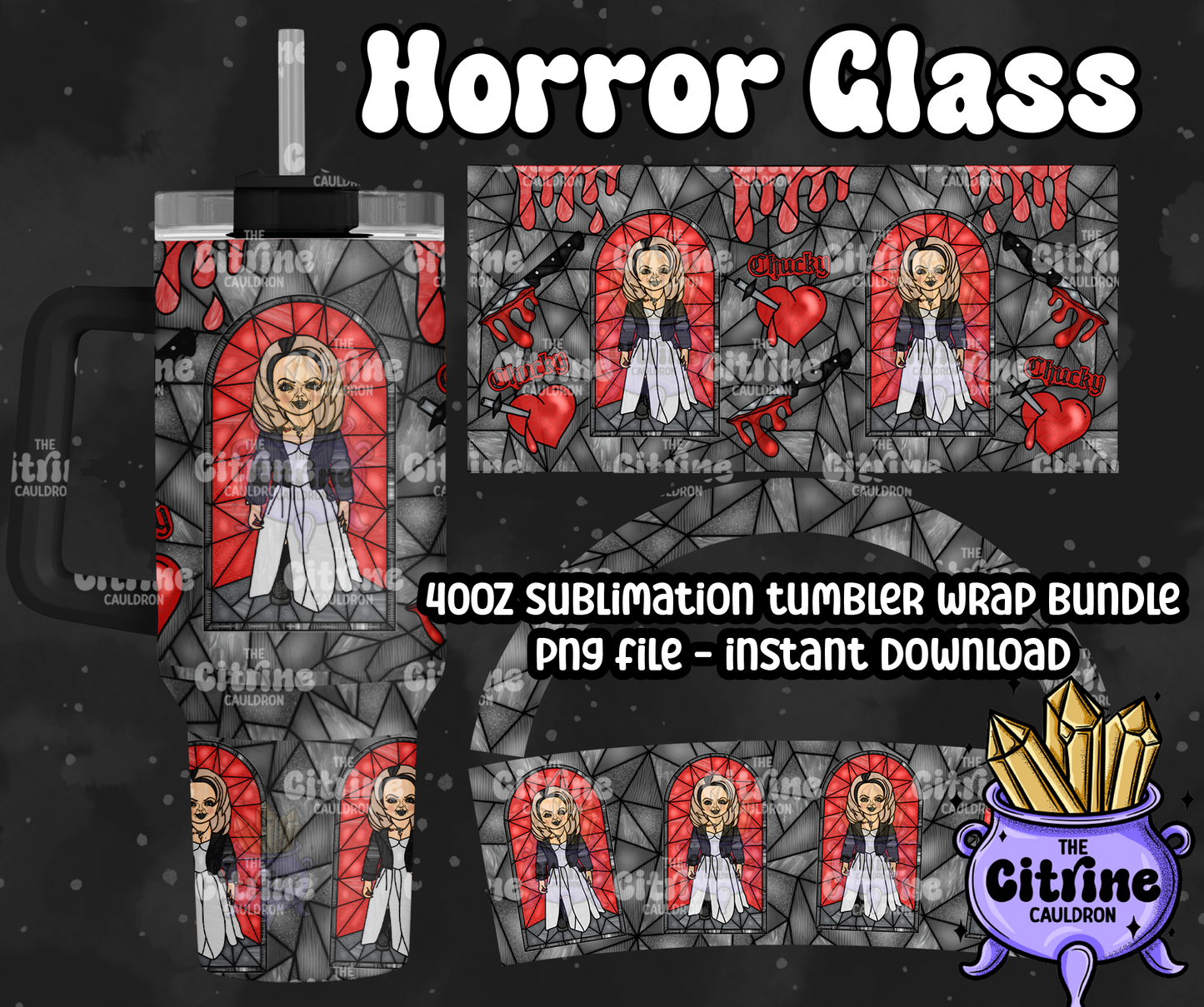 Horror Glass - PNG Wrap for Sublimation 40oz Tumbler