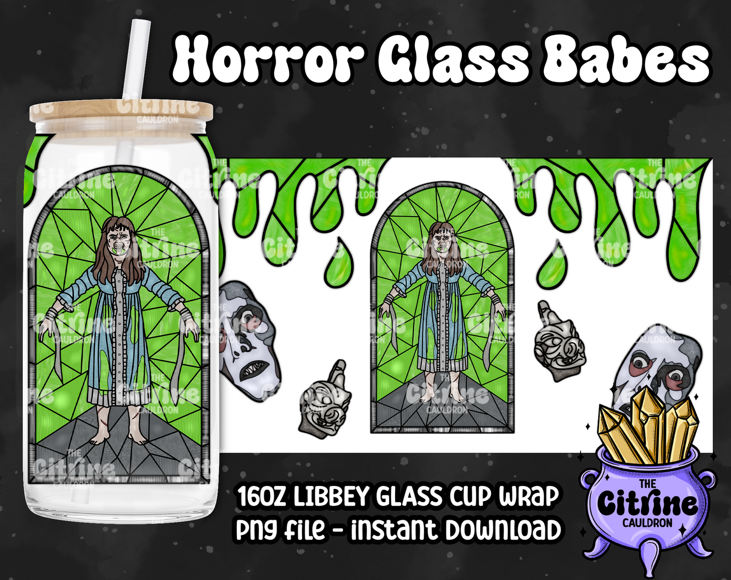Horror Glass Babes - PNG Wrap for Libbey 16oz Glass Can