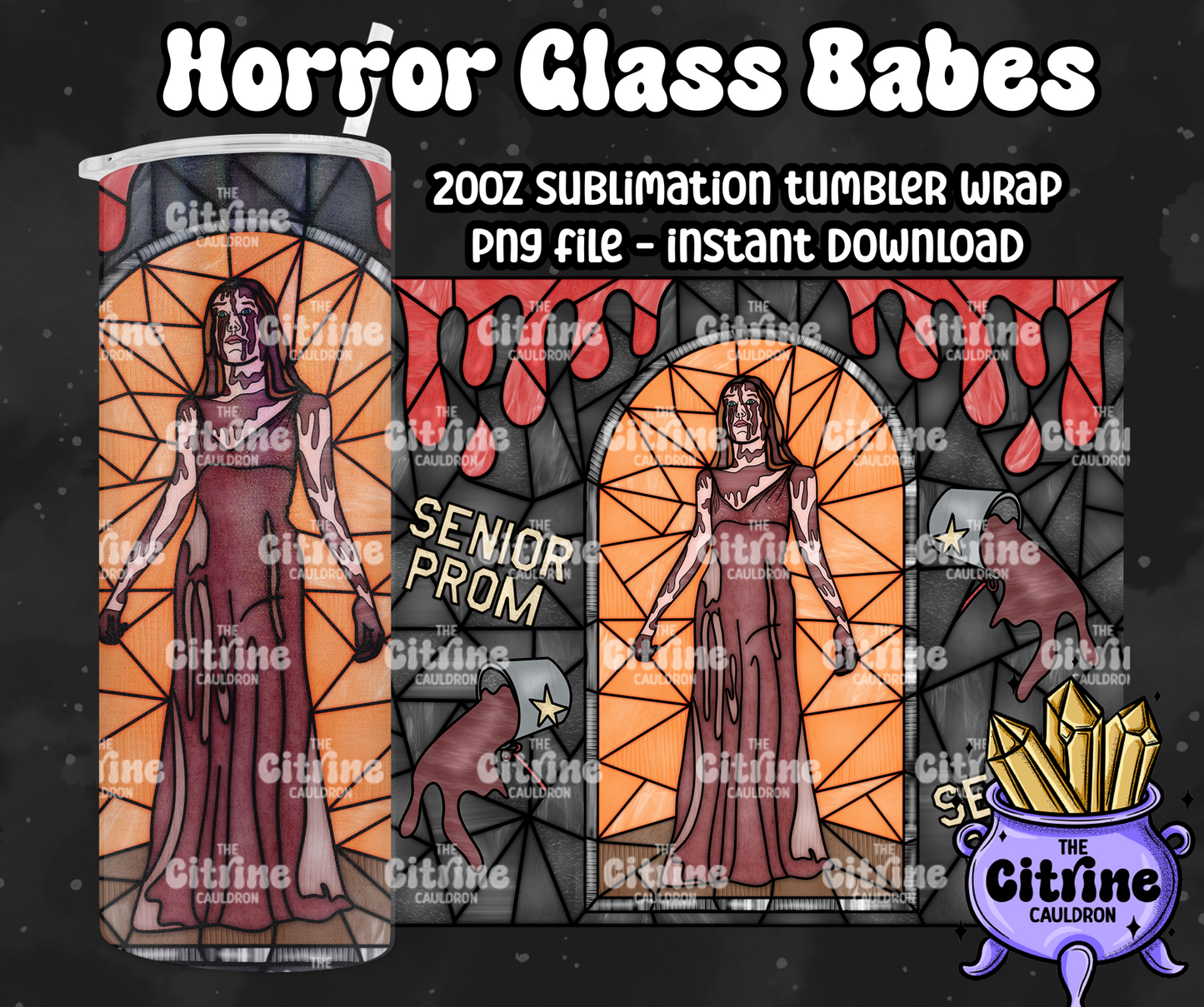 Horror Glass Babes - PNG Wrap for Sublimation 20oz Tumbler