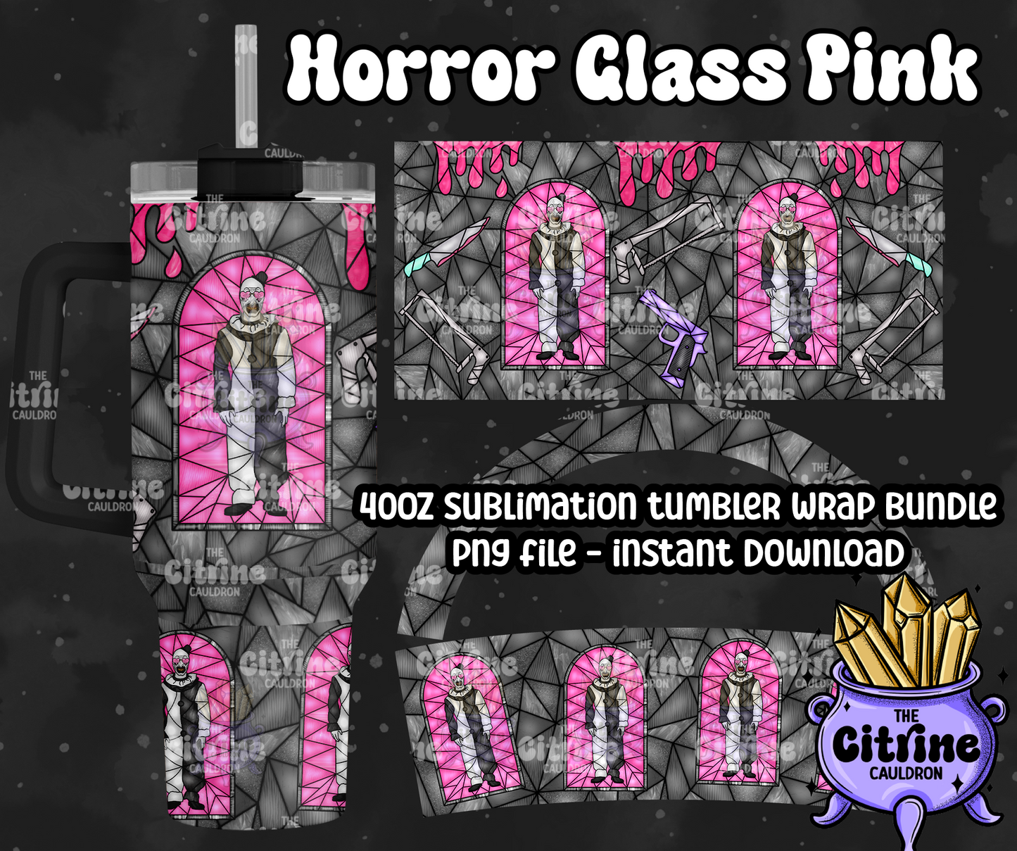 Horror Glass Pink - PNG Wrap for Sublimation 40oz Tumbler