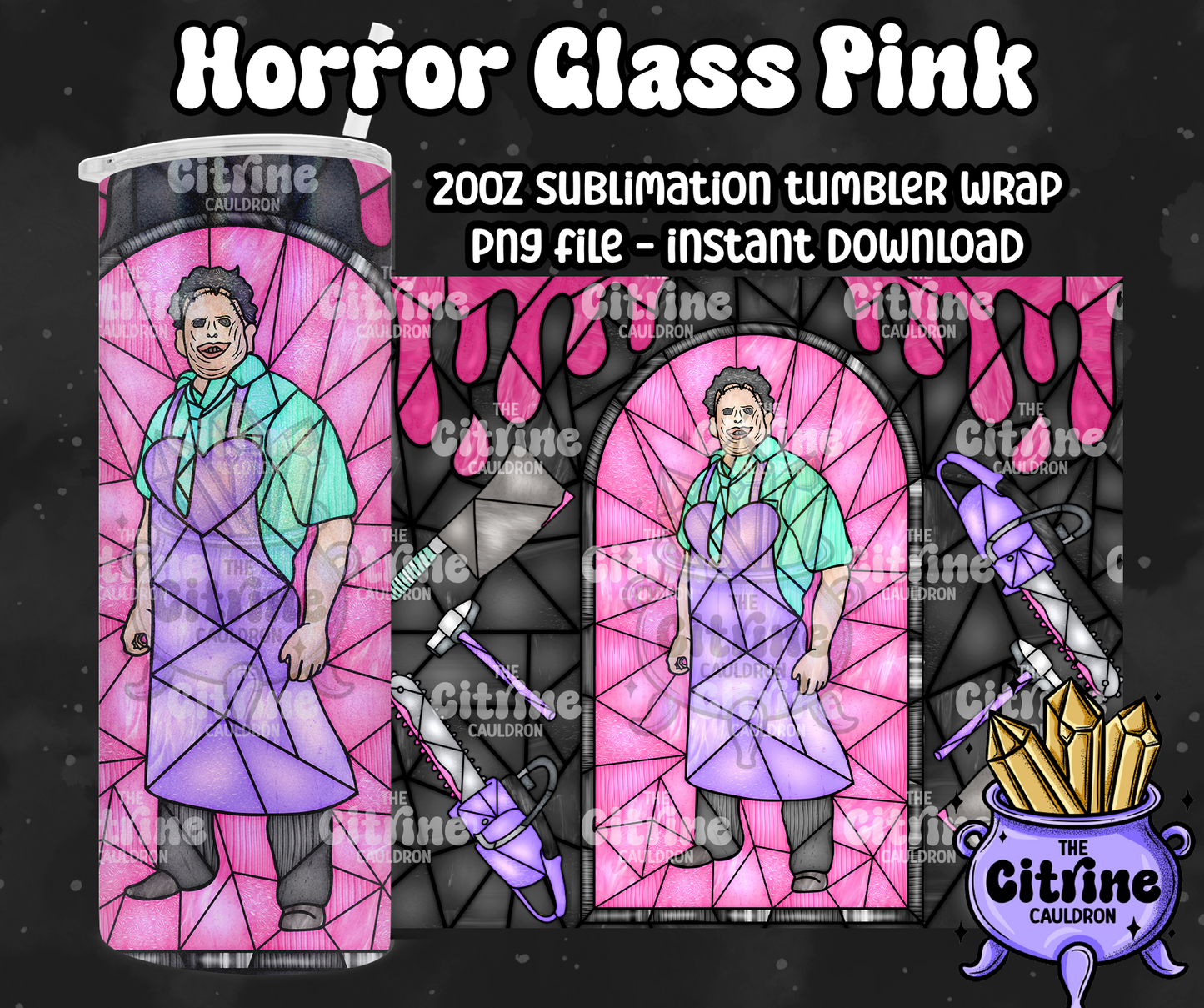 Horror Glass Pink - PNG Wrap for Sublimation 20oz Tumbler