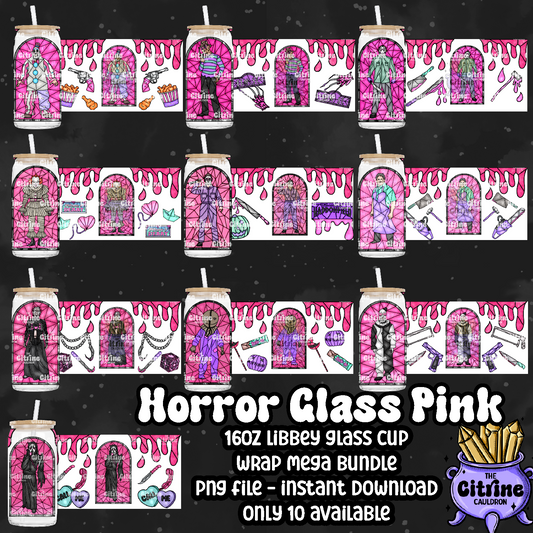 Horror Glass Pink - PNG Wrap for Libbey 16oz Glass Can