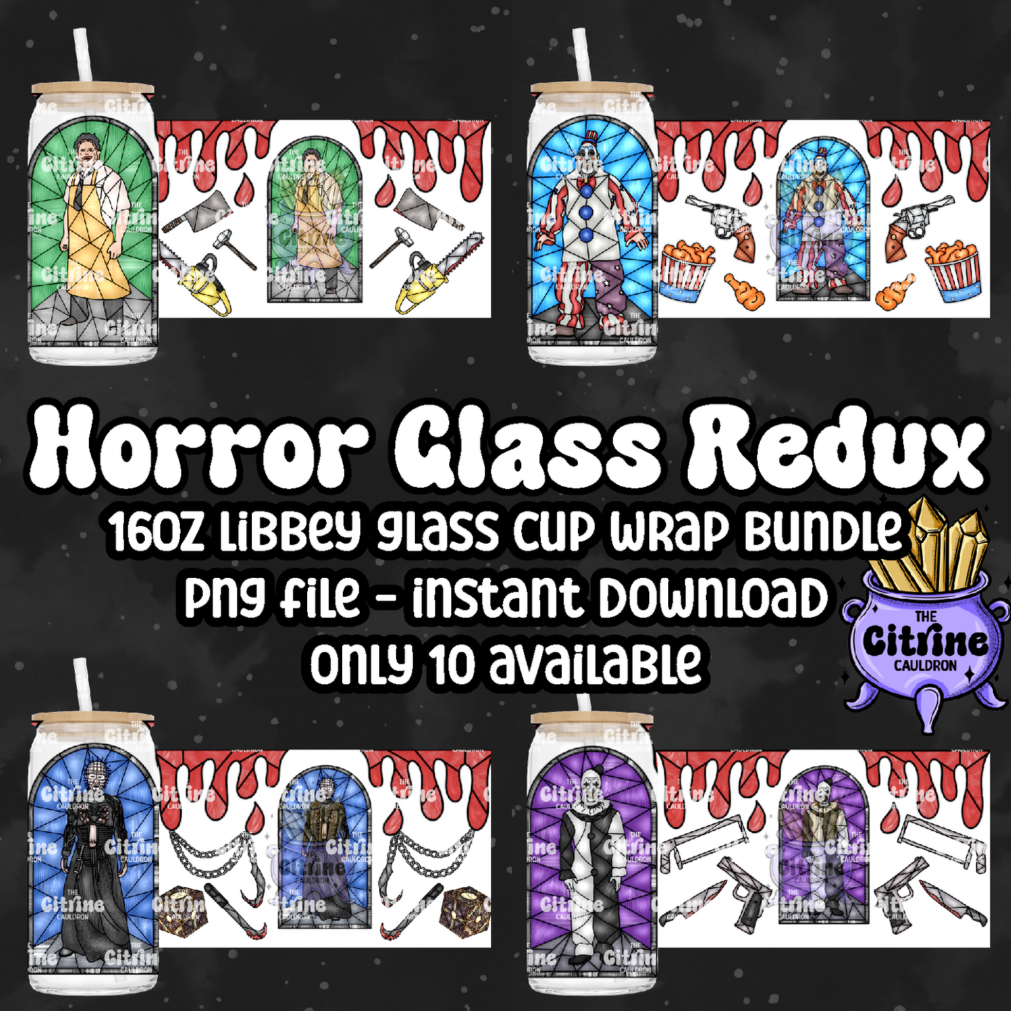 Horror Glass Redux - PNG Wrap for Libbey 16oz Glass Can
