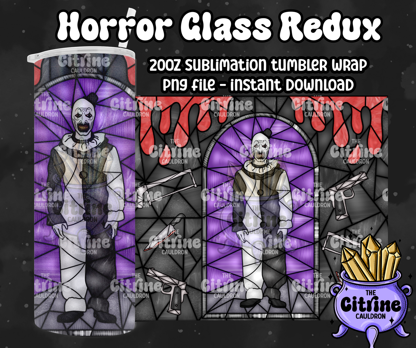 Horror Glass Redux - PNG Wrap for Sublimation 20oz Tumbler