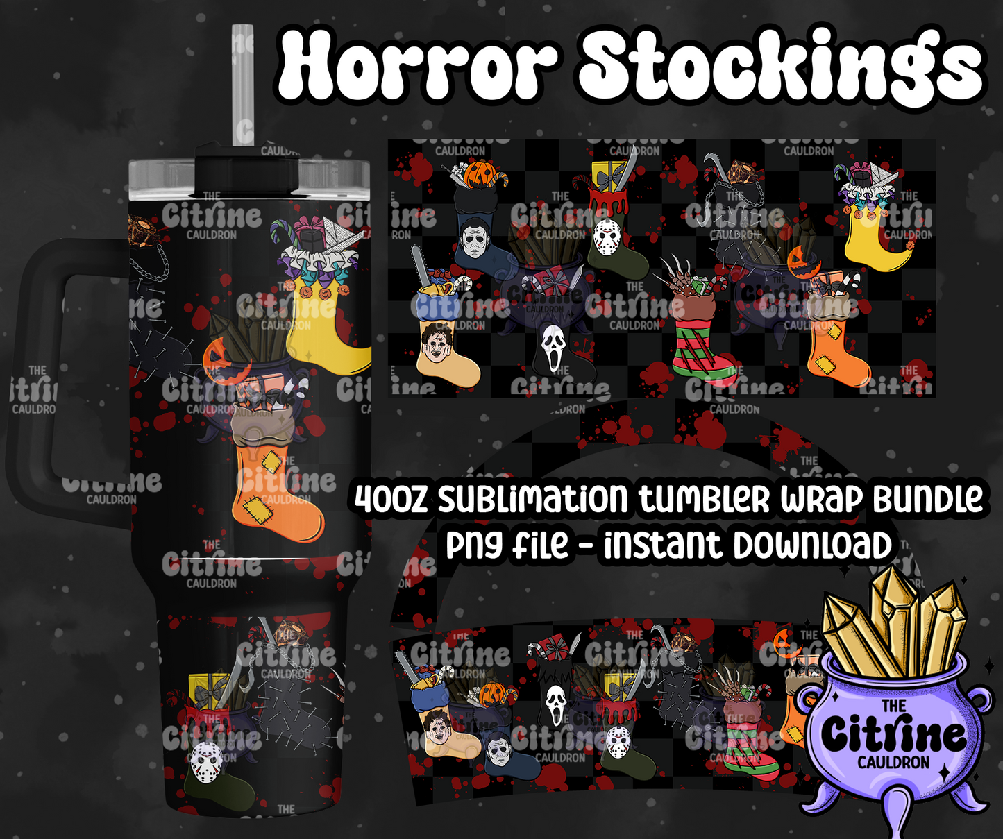 Horror Stockings - PNG Wrap for Sublimation 40oz Tumbler