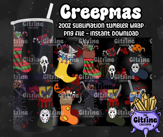 Horror Stockings - PNG Wrap for Sublimation 20oz Tumbler
