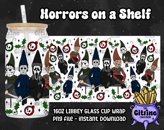 Horrors on a Shelf - PNG Wrap for Libbey 16oz Glass Can
