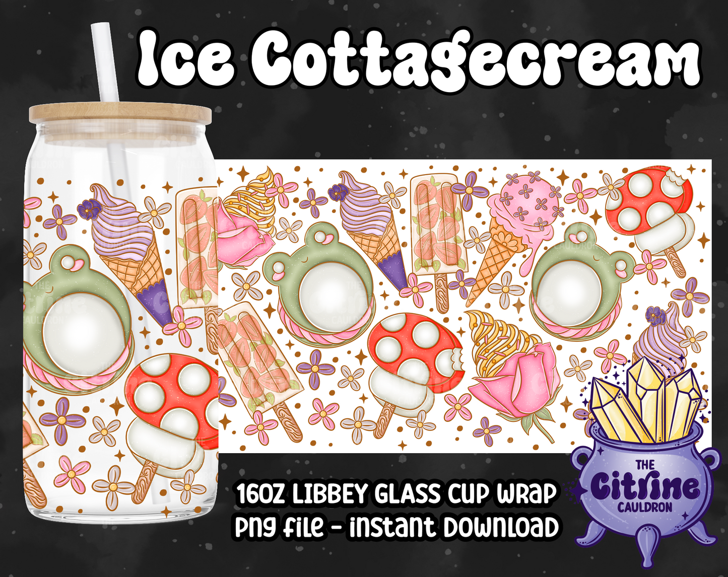 Ice Cottagecore - PNG Wrap for Libbey 16oz Glass Can