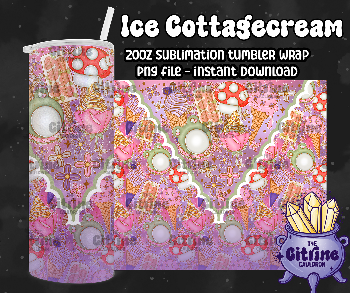 Ice Cottagecream - PNG Wrap for Sublimation 20oz Tumbler