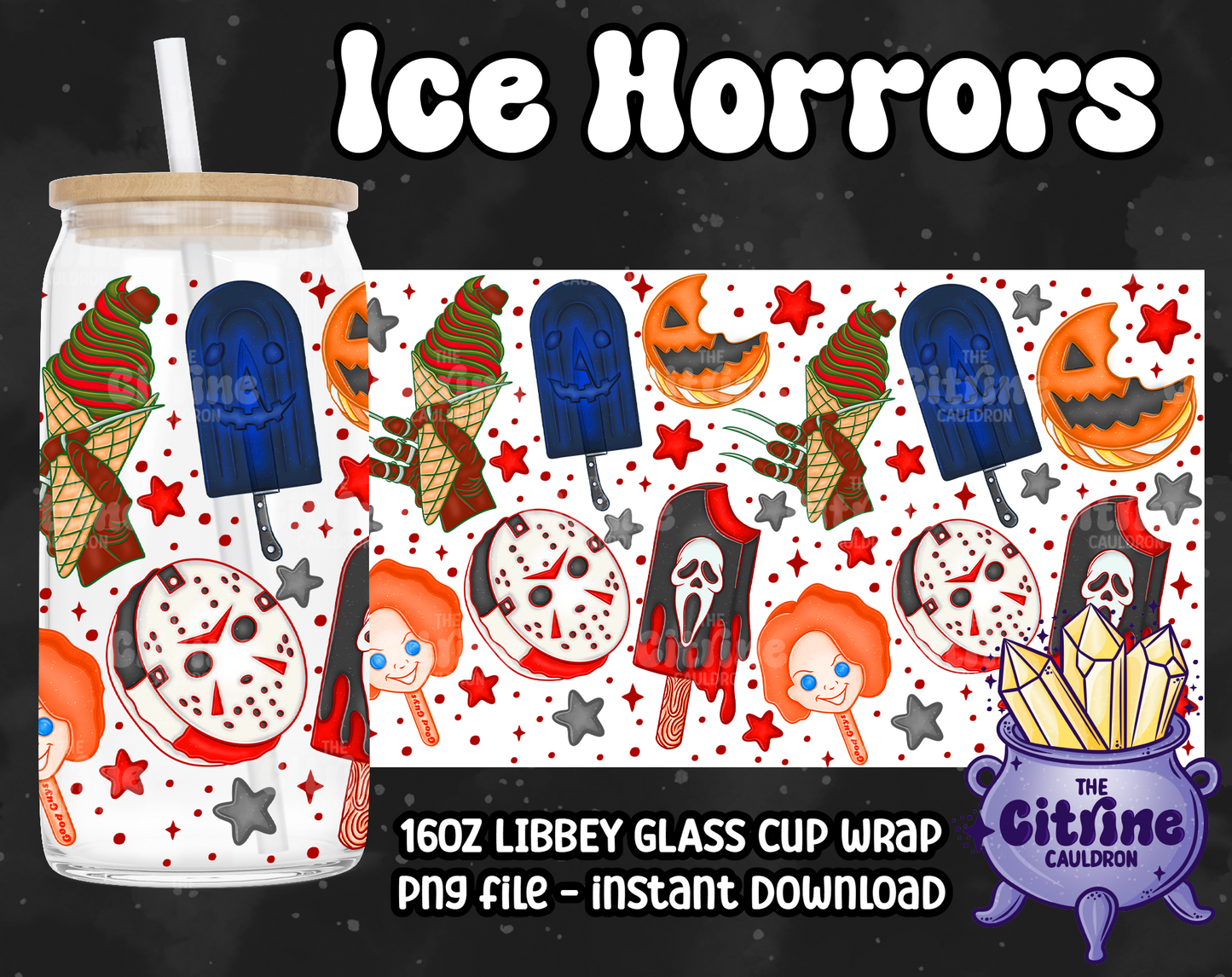 Ice Horrors - PNG Wrap for Libbey 16oz Glass Can