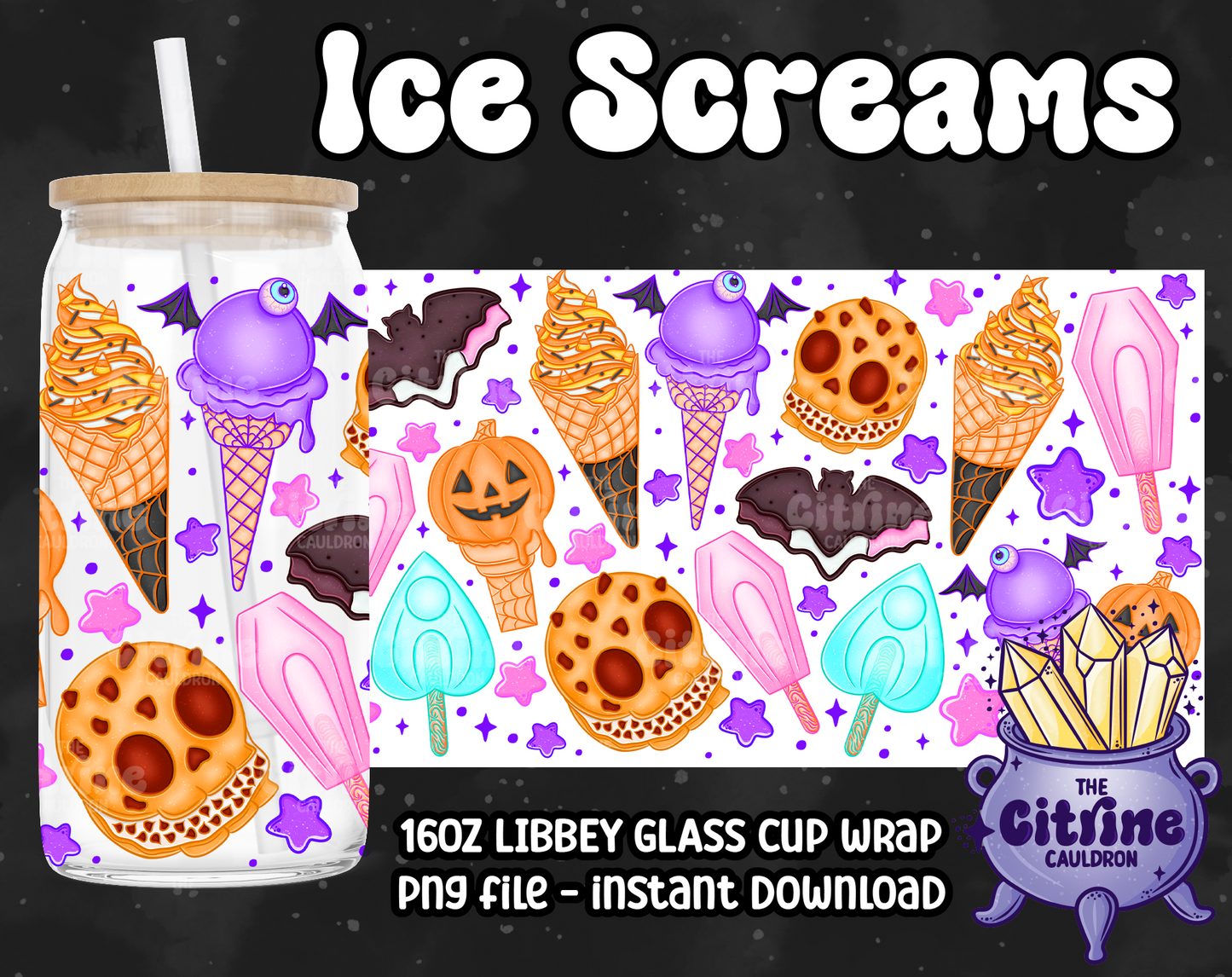 Ice Screams 2.0 - PNG Wrap for Libbey 16oz Glass Can
