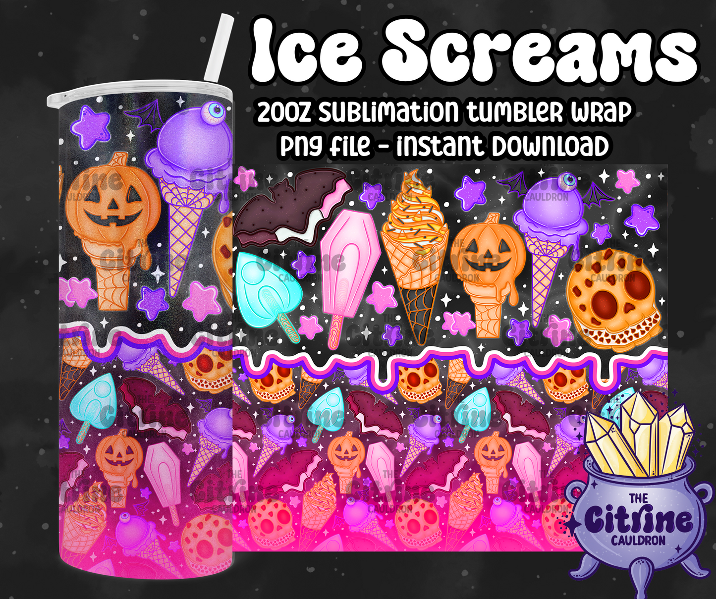 Ice Screams 2.0 - PNG Wrap for Sublimation 20oz Tumbler
