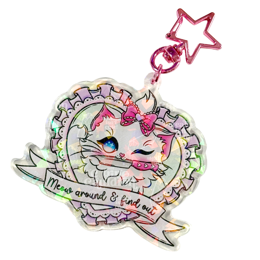 Murder Mittens Pink - Holographic Acrylic Keychain