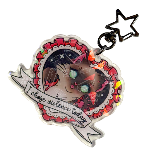 Murder Mittens Red - Holographic Acrylic Keychain