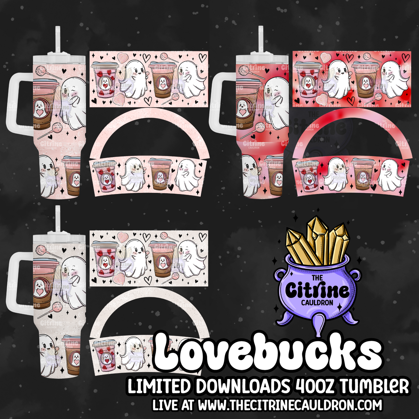 Lovebucks Ghosties - PNG Wrap for Sublimation 40oz Tumbler