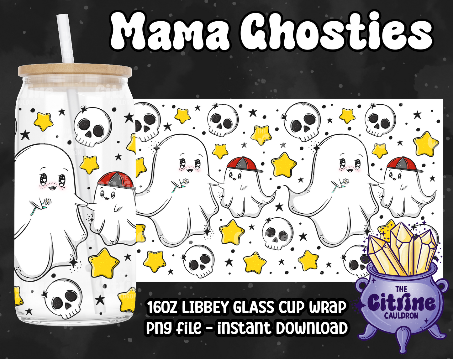 Mama's Ghosties - PNG Wrap for Libbey 16oz Glass Can