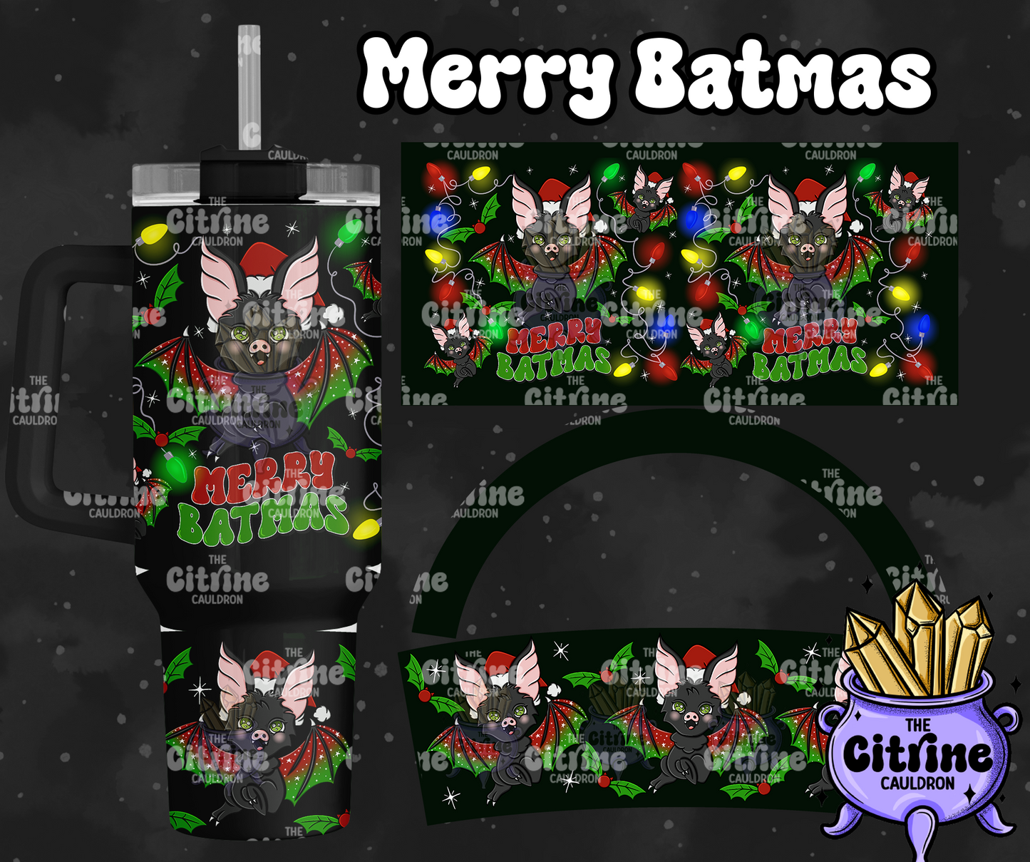 Merry Batmas - PNG Wrap for Sublimation 40oz Tumbler