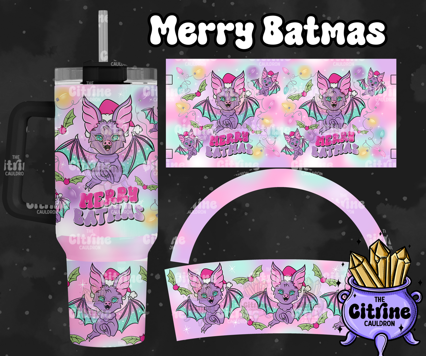 Merry Batmas - PNG Wrap for Sublimation 40oz Tumbler