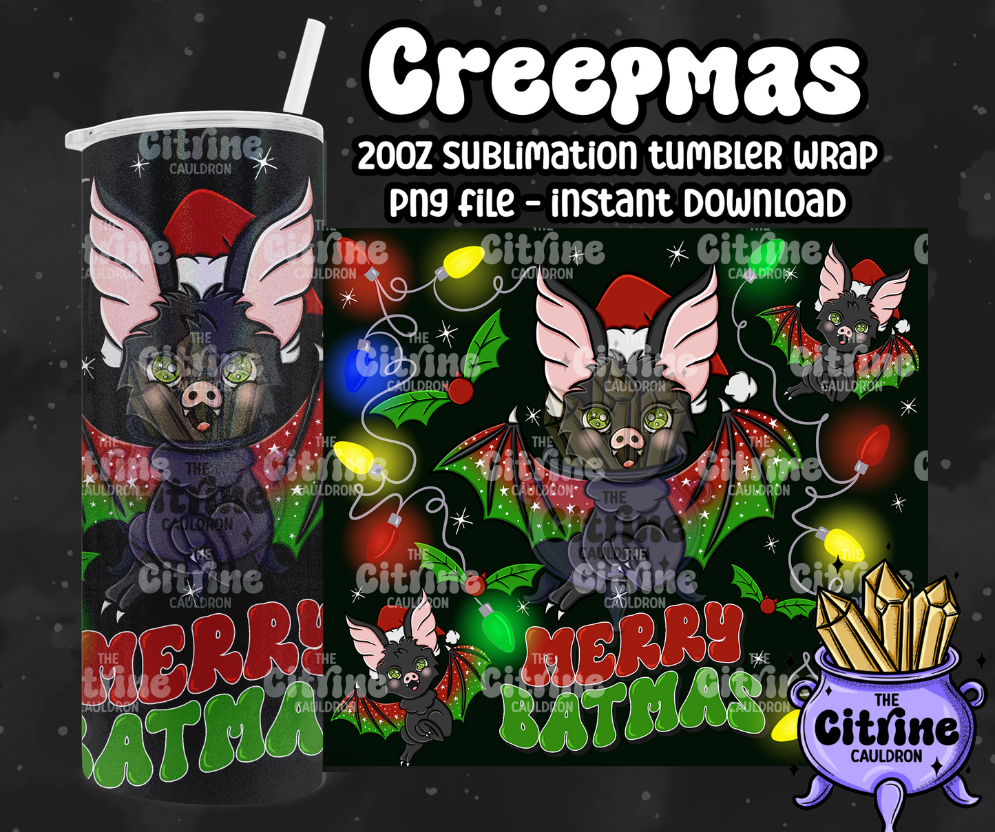 Merry Batmas - PNG Wrap for Sublimation 20oz Tumbler
